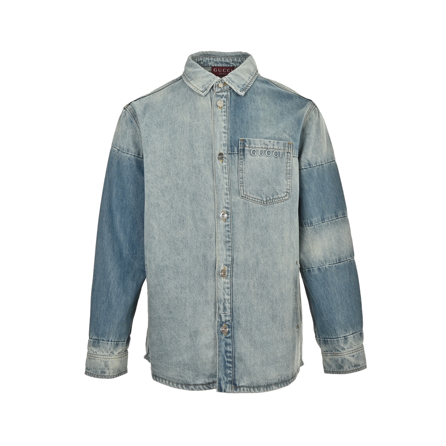 Gucci 25Fw washed embossed denim shirt jacket