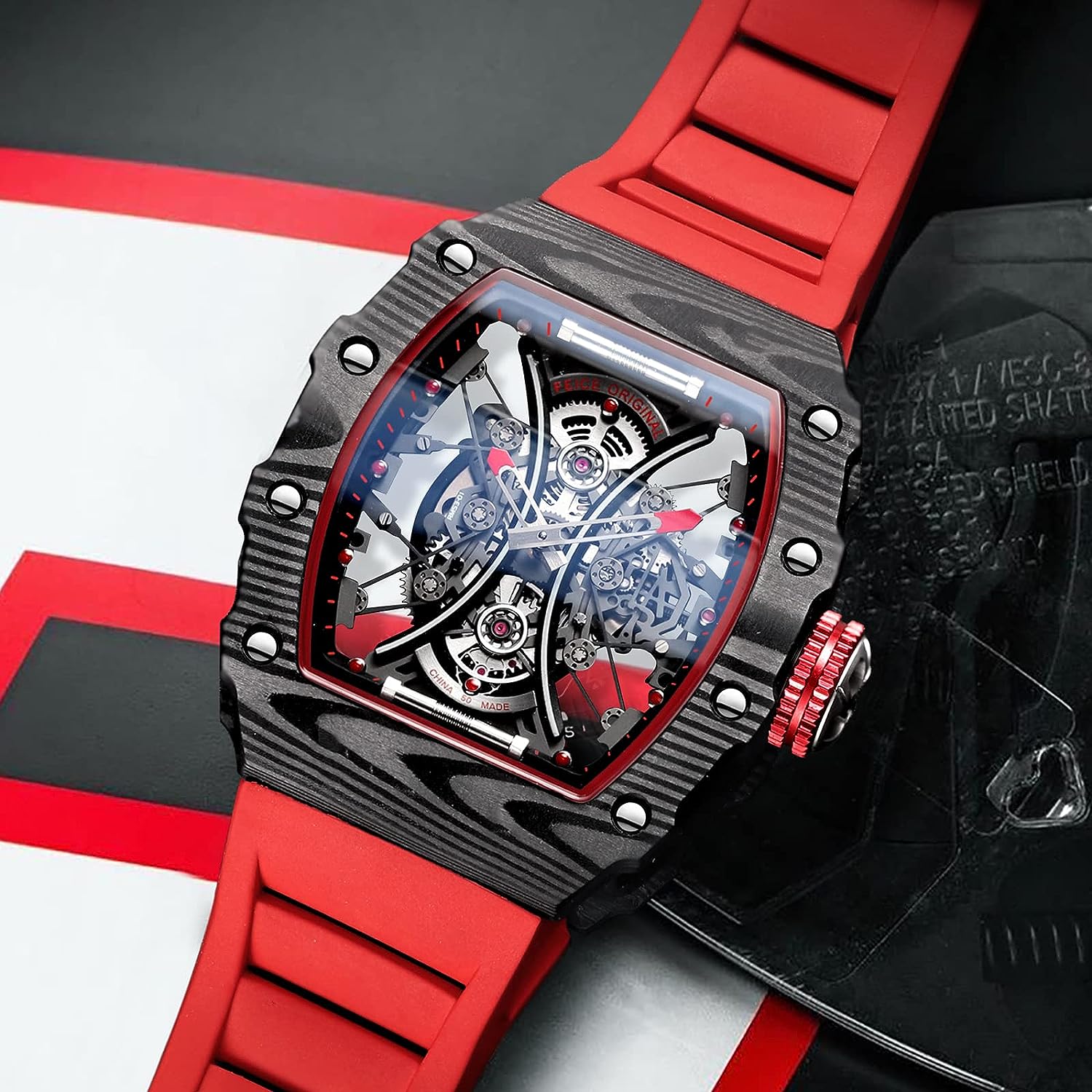 FM602 Automatic Watches Luxury Sapphire Mirror Skeleton Mechanical Wat