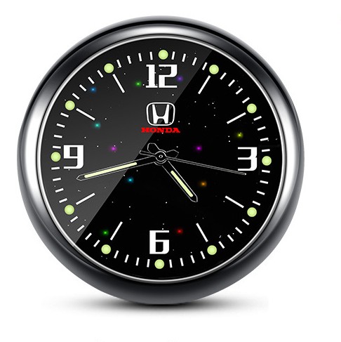 1x Luminous Diamond Quartz Analog Watch Stick On Car Clock Accessories Black