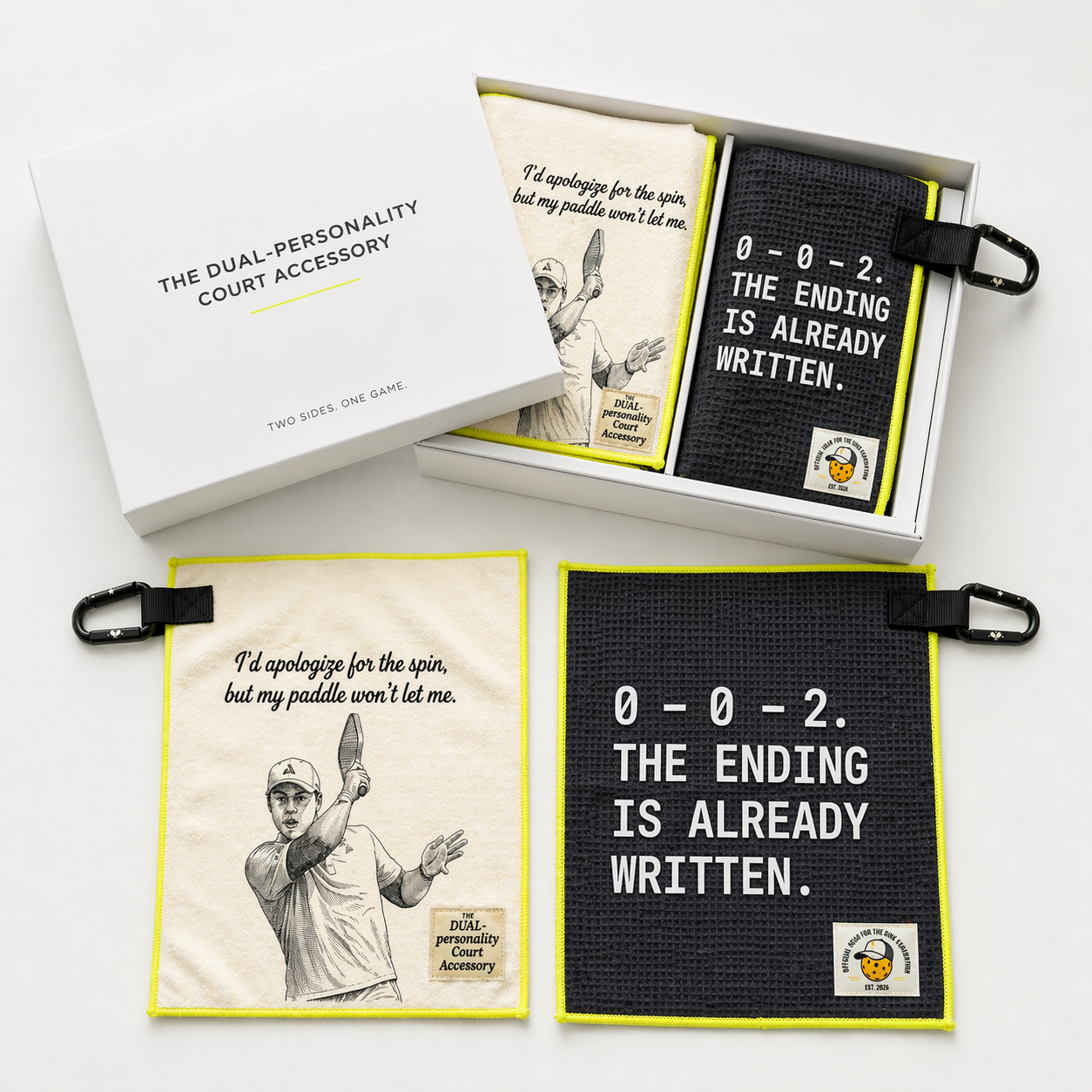 🎾Pickleball Humor Towel Set with Carabiner Clips (2 Pack) 🥒