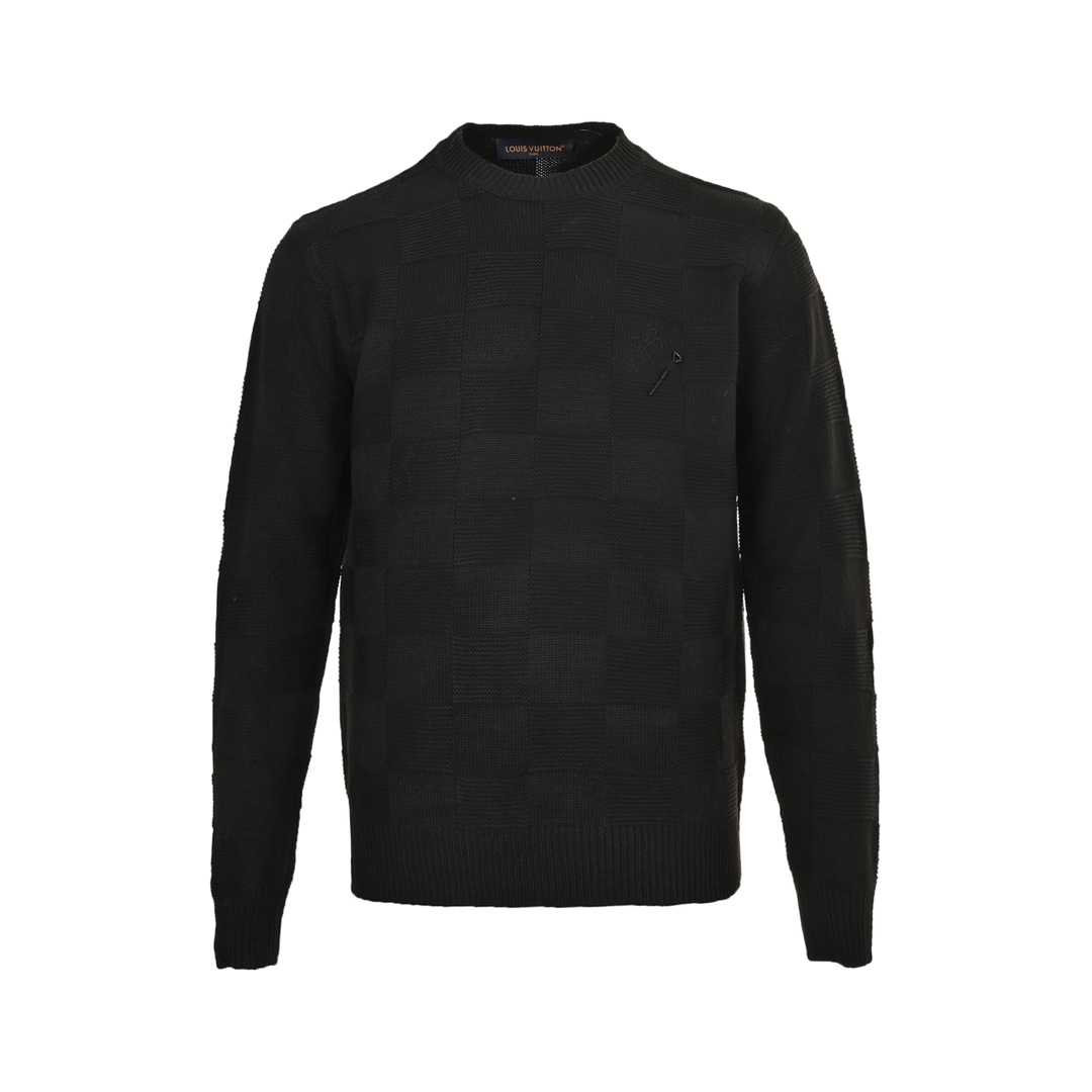 Louis Vuitton 24Fw Checkerboard Safety Pin Crew Neck Sweater