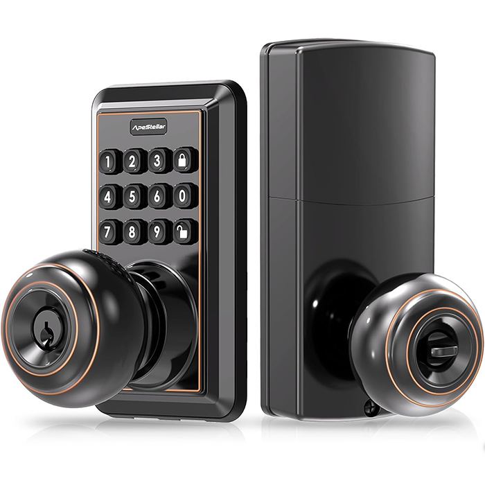 Door Knob with Keypad, Door Lock with Code, Keyless Door Knob, Auto Lock,50 User Code,Waterproof, Easy to Install and Program for Bedroom Garage Office Gate - Oil Rubbed Bronze -ApeStellar