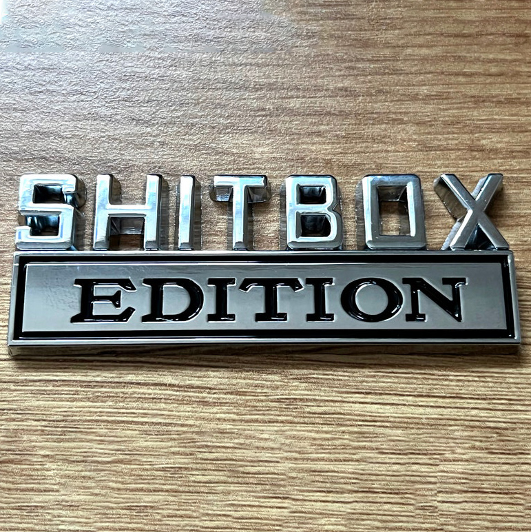 Funny Metallic Decal Emblem | Smile-inducing panel