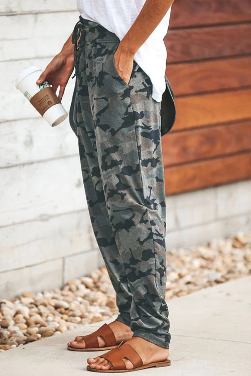 Heididress Casual Pockets Drawstring Camo Joggers