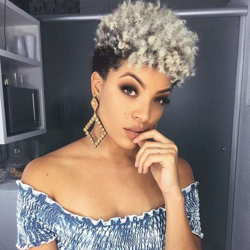 Luna 009 Short Spiral Curly African American Wig with Bangs