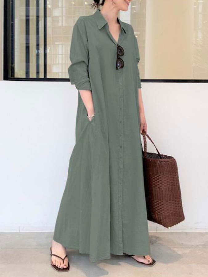 Women's Long Elegant Shirt Dress