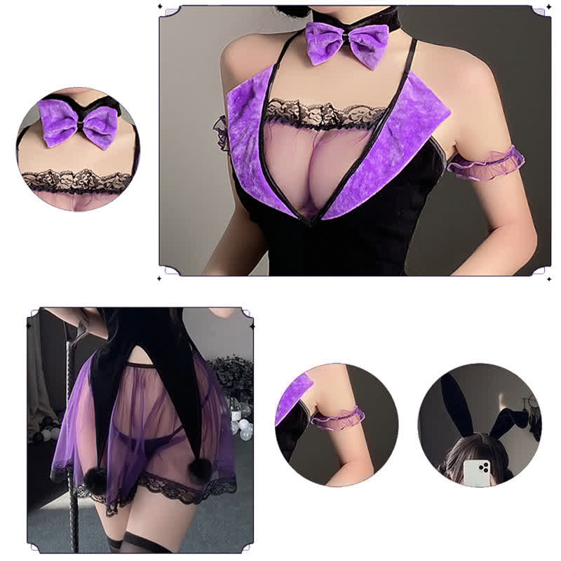 Cosplay Bunny Lace See Through Lingerie Stockings Set