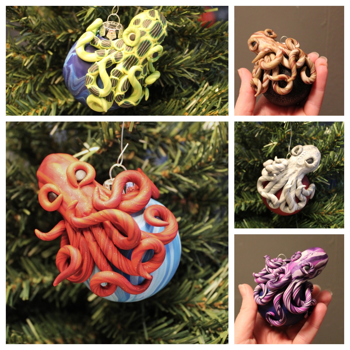 Clay Octopus Christmas Ornament