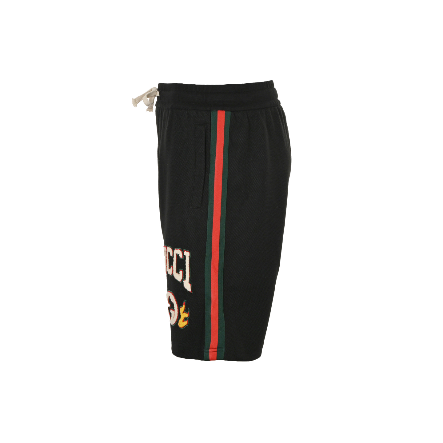 Gucci flame logo towel embroidered lettering shorts