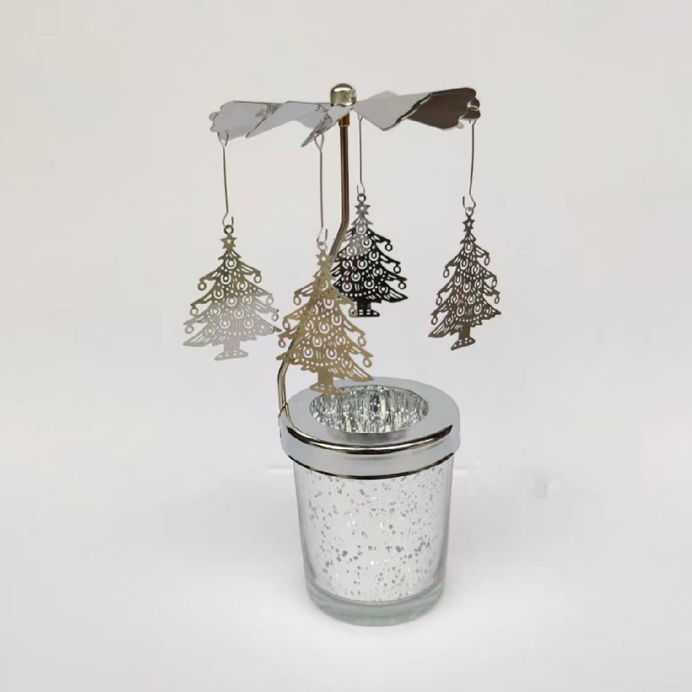 🔥ON SALE🔥2Pcs Rotating Christmas Snowflake Candle Holder