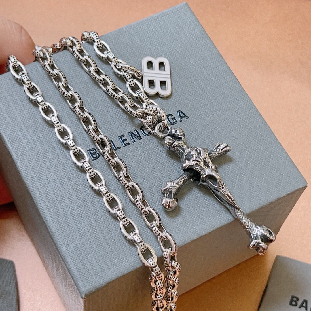 Balenciaga Bone Cross Vintage Necklace