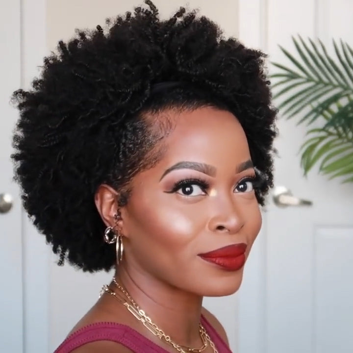 117 Women Short Spiral Curly Wig with Bangs for African American