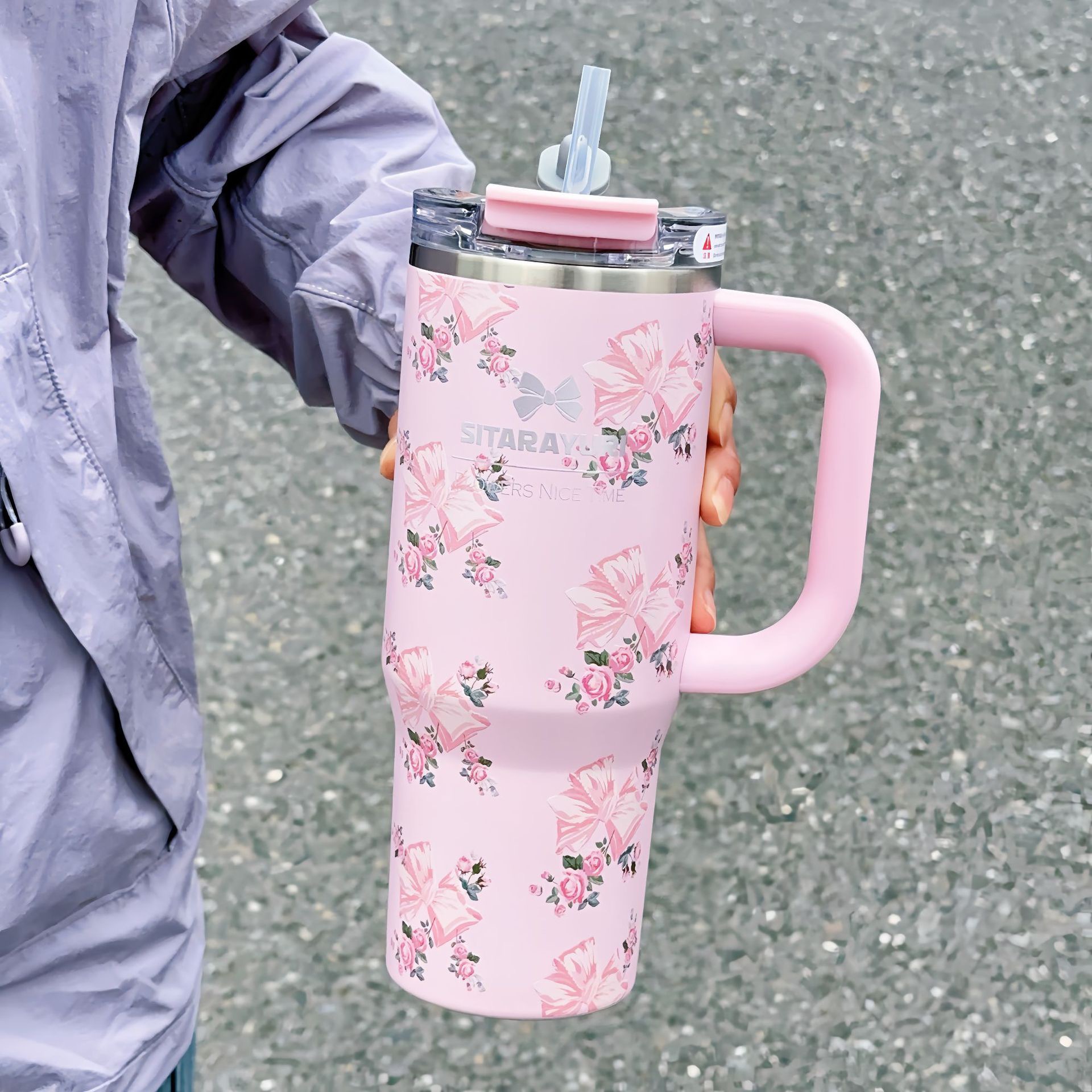 Giant Handle Straw Cup 304 Stainless Steel Large Capacity Car Insulated Cup Ice King Cup