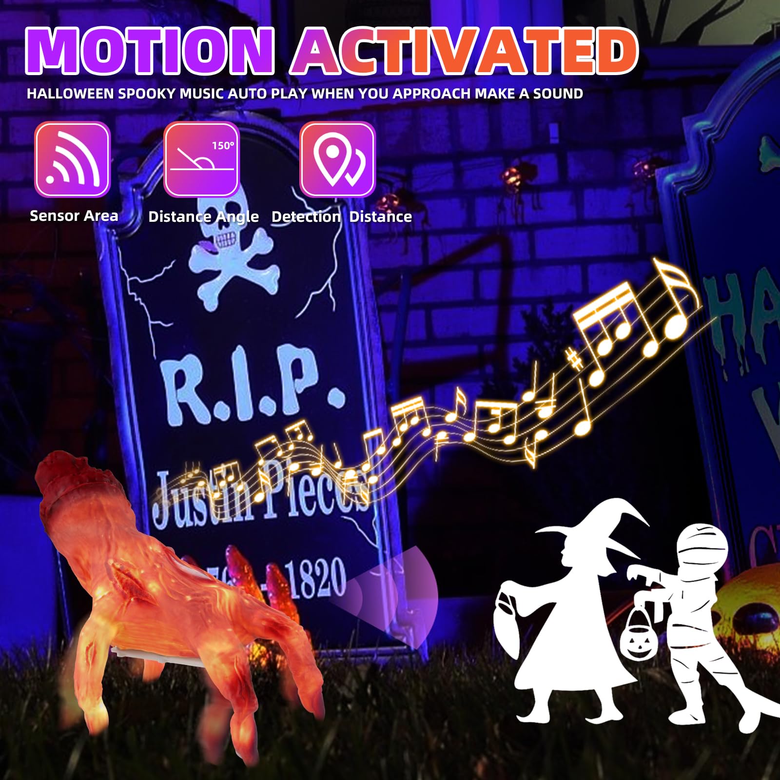 Crawling LED Zombie Hand with Motion Sensor & Spooky Sound