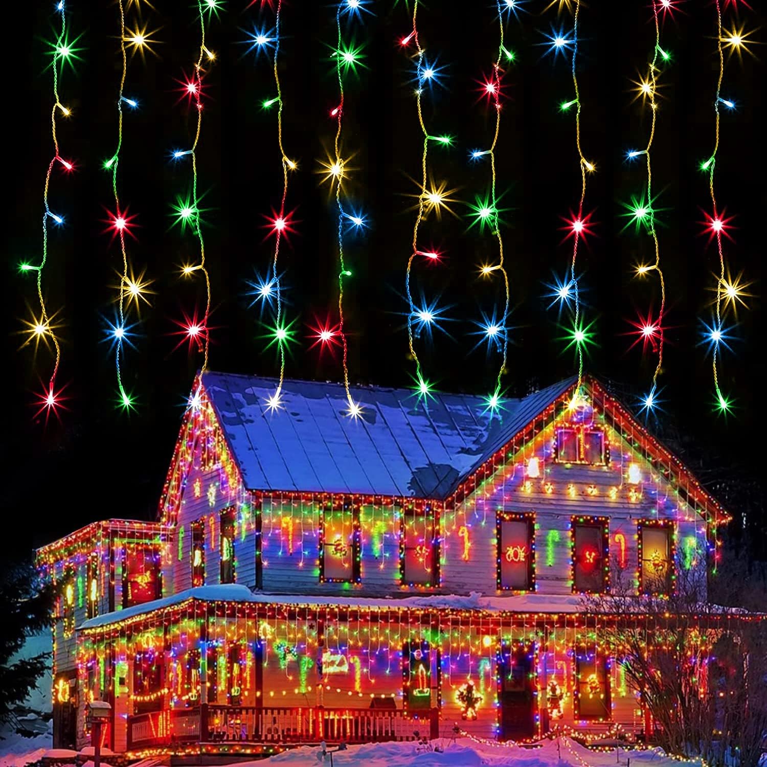🎄CHRISTMAS ON SALE🔥Outdoor Curtain String Lights with 8 Shining Modes