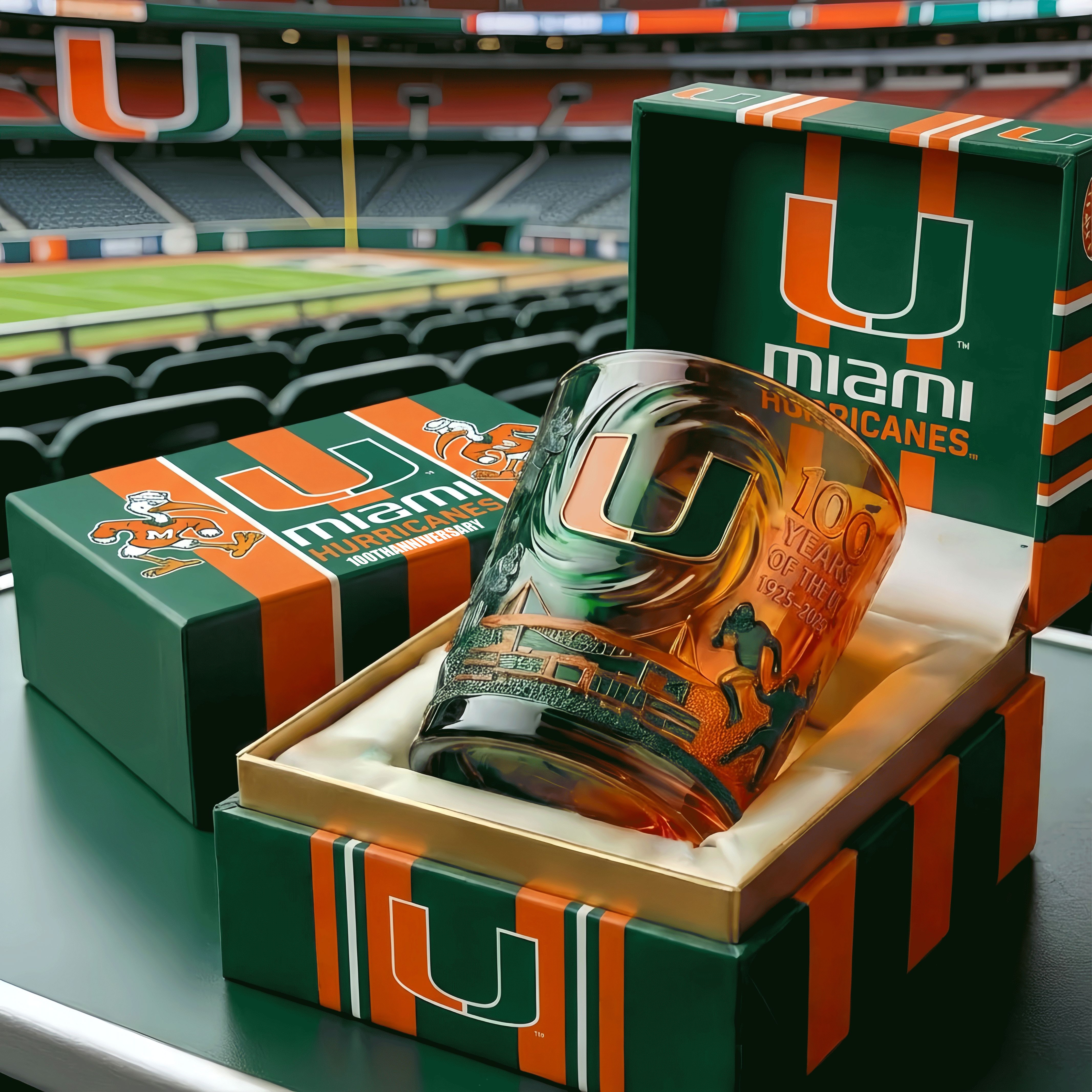 Miami Hurricanes 100-year Legacy Glass