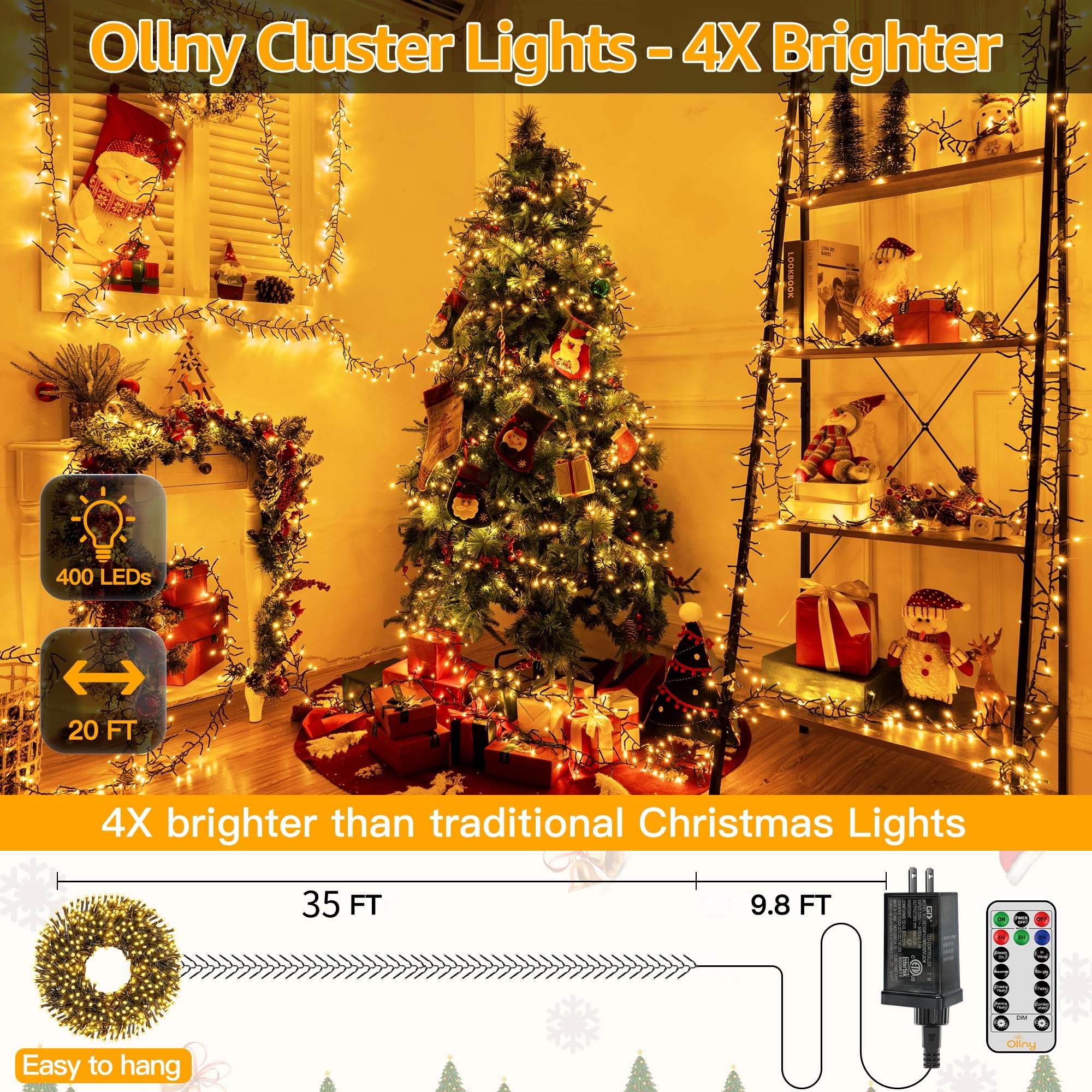 540 LED 35.4 ft Christmas String Lights with Remote