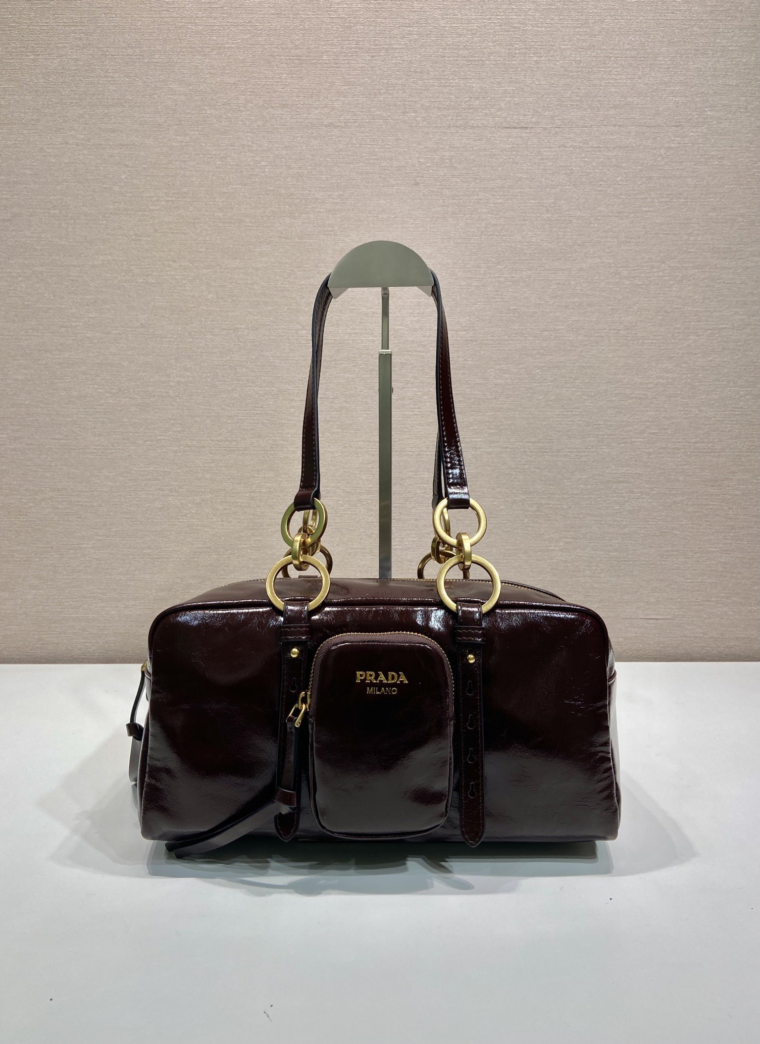 Prada waxed leather handbag 1BB138