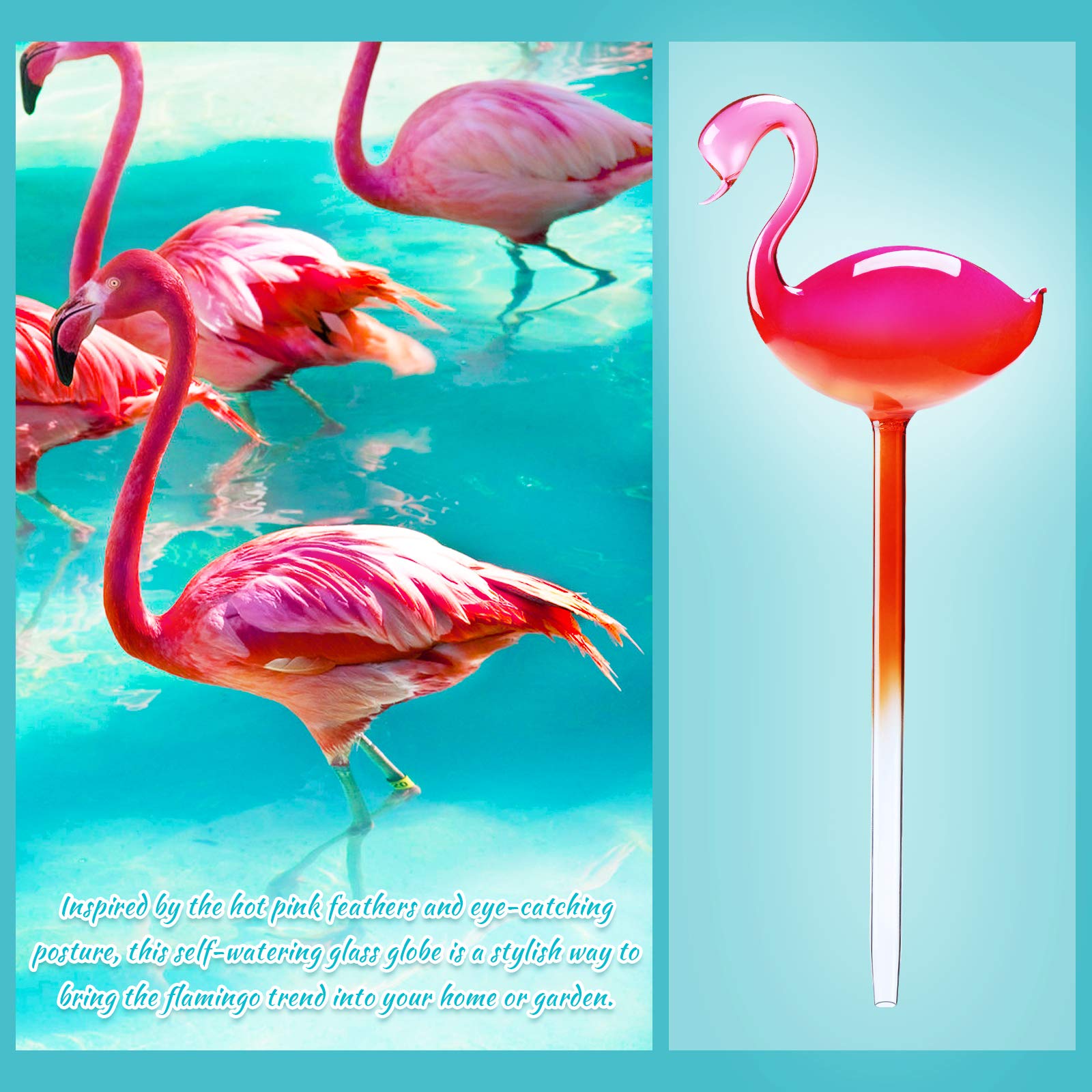 🔥NEW YEAR FLASH SALE 70% OFF🔥Self-Watering Glass Globes Flamingo Gradient Hot Pink