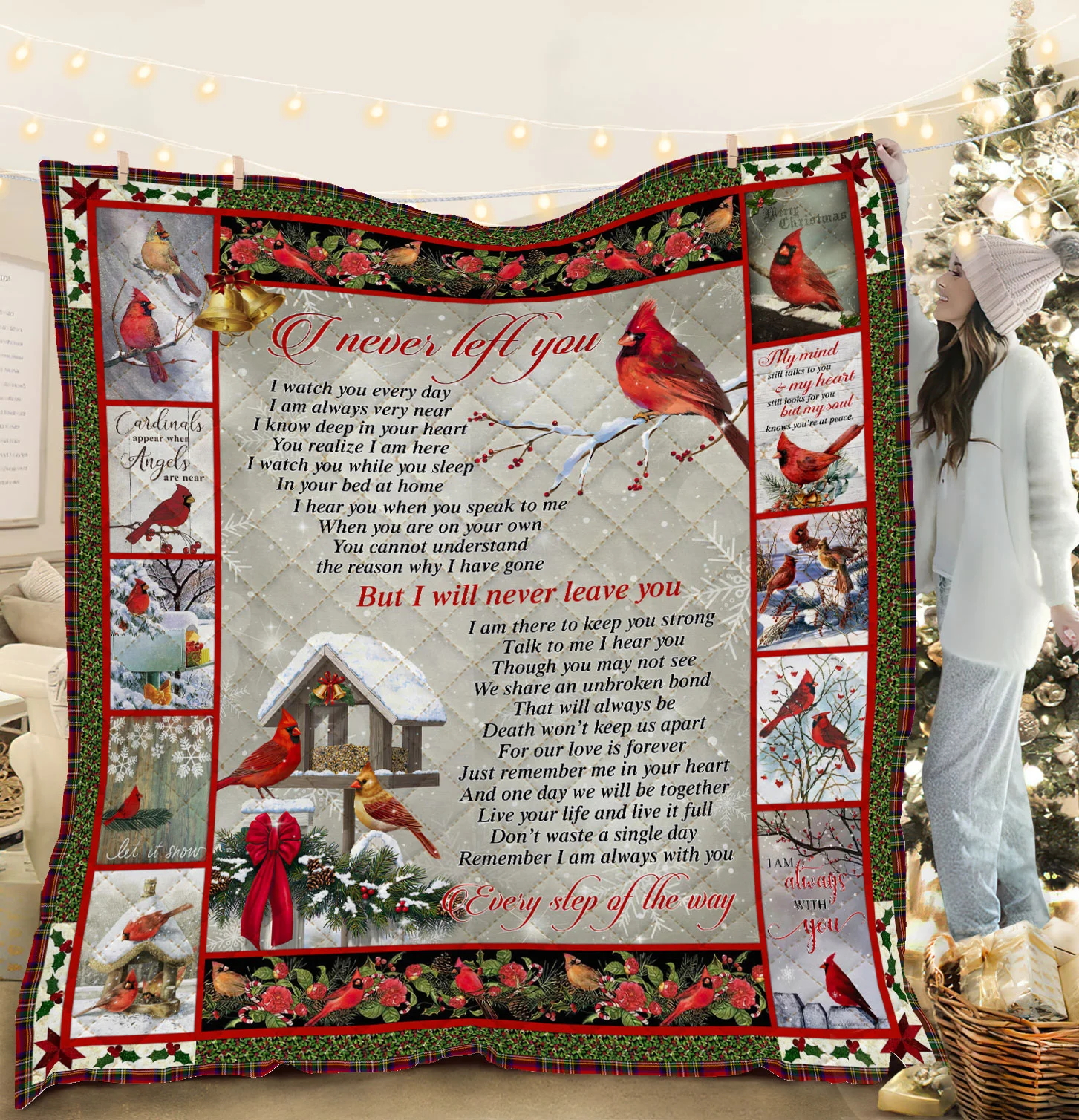I Never Left You, Christmas Cardinal Quilt Blanket