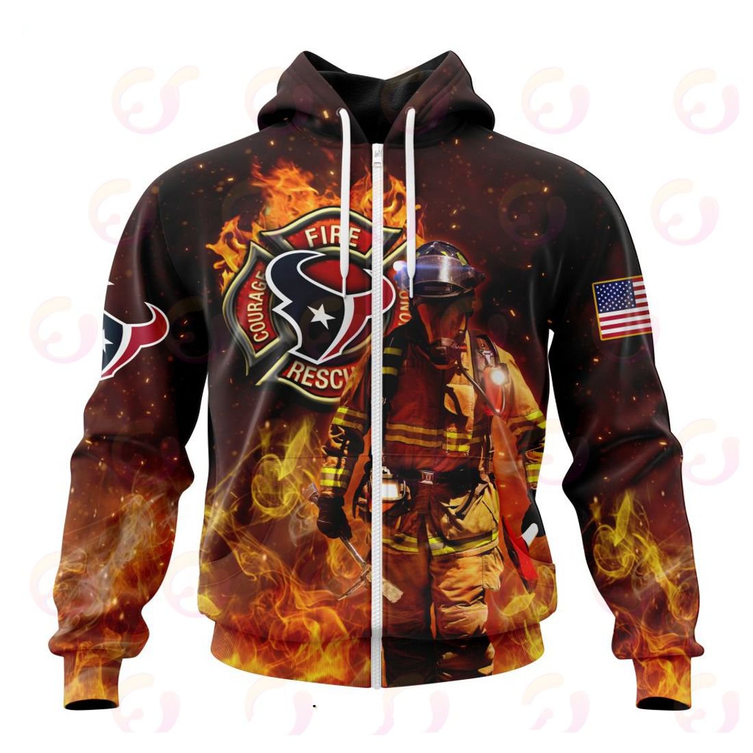 HOUSTON TEXANS HONOR FIREFIGHTERS – FIRST RESPONDERS 3D HOODIE
