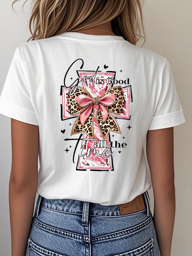 Women's God Is Good All The Time Print Crew Neck T-Shirt