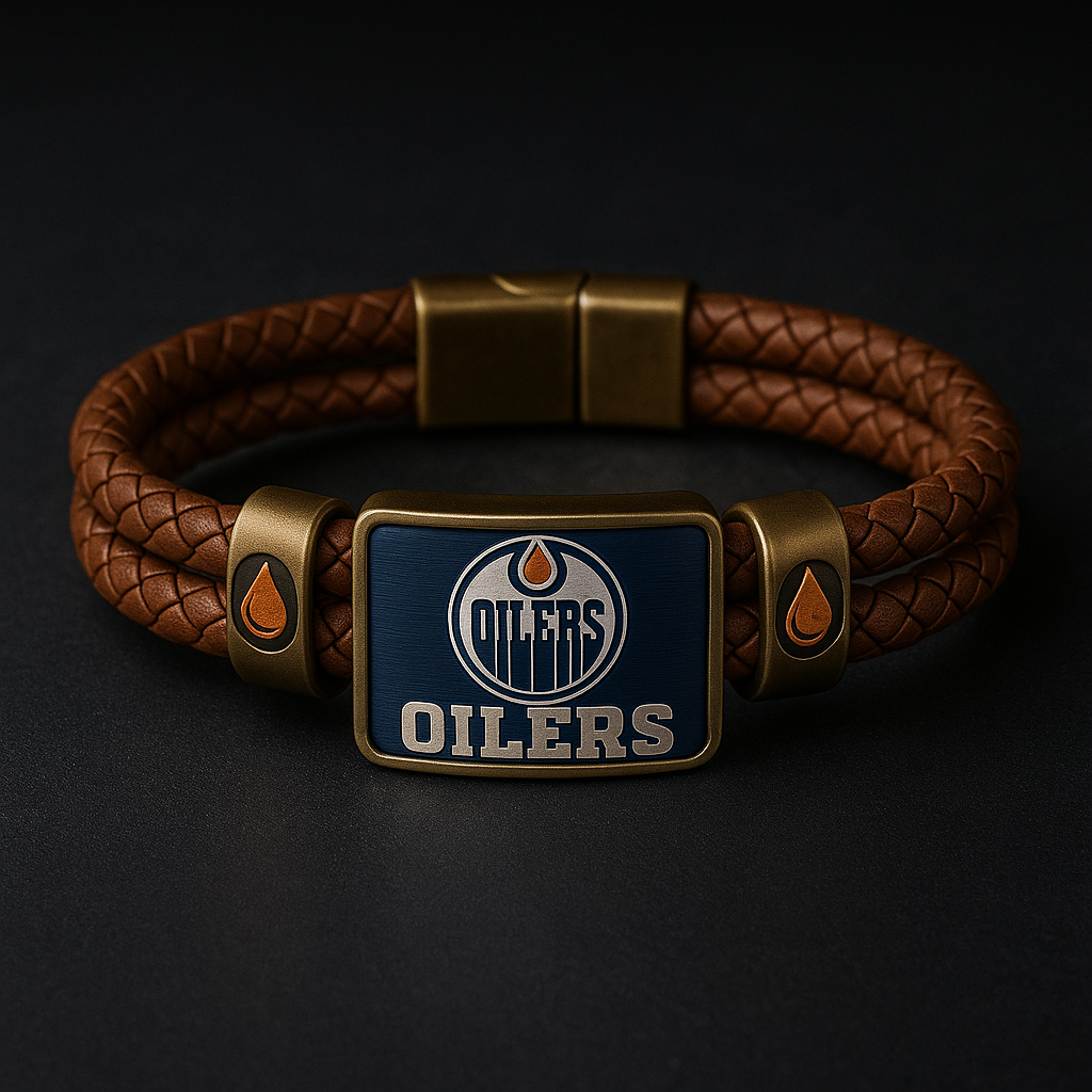 Edmonton Oilers Braided Leather Bracelet