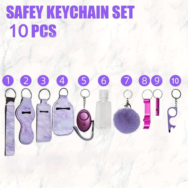 Women's Security Keychain Set, 10-Piece Security Keychain Accessories