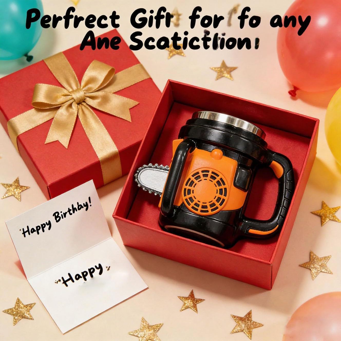 Brand new chainsaw-themed coffee mug: A creative chainsaw-themed mug for home and office use.