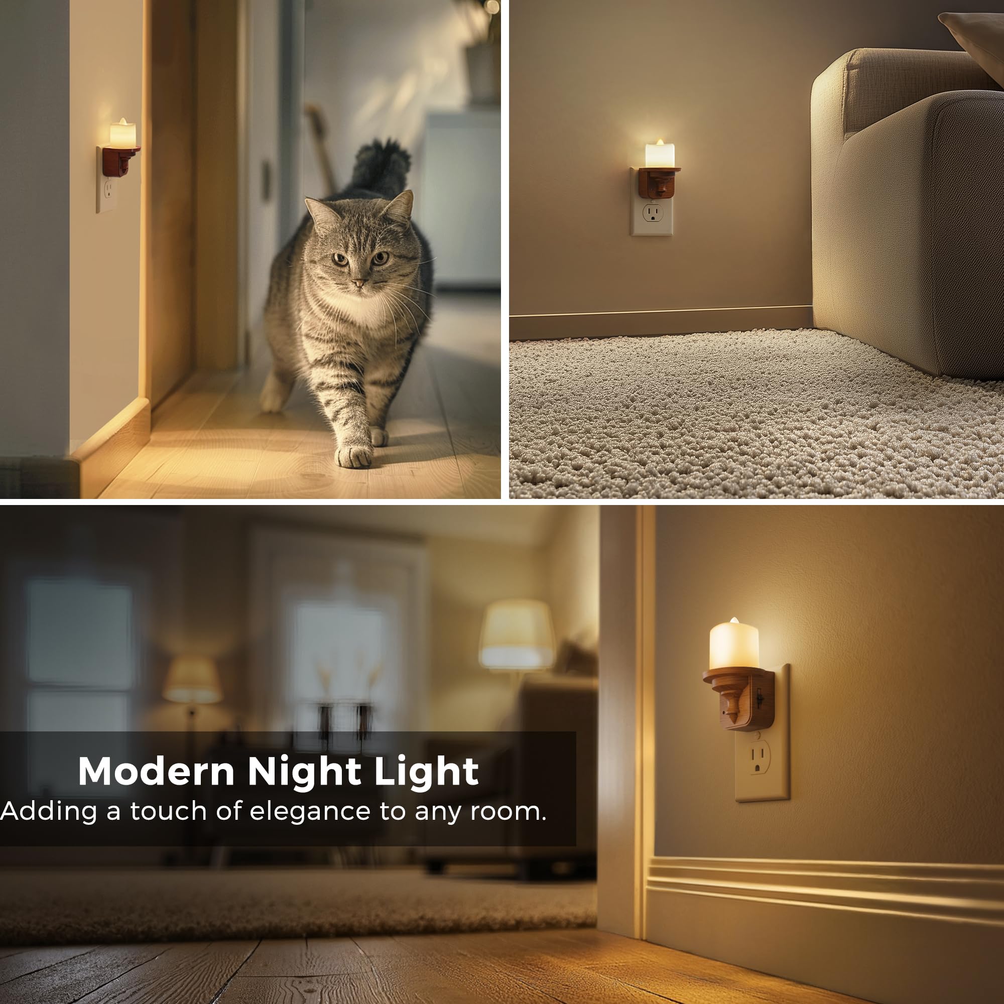 💥ON SALE💥LED Candle Night Light with Light Sensor, Plug into Wall🕯️🌙