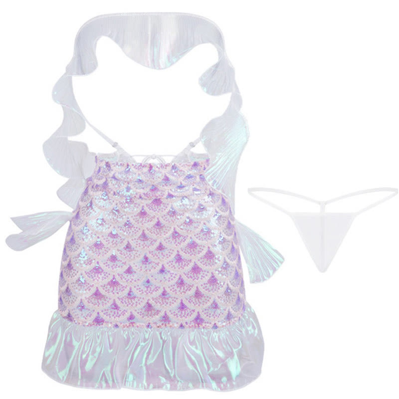 Cosplay Mermaid See-through Backless Lingerie Dress