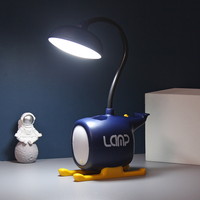 1pc Cartoon Helicopter Aircraft Usb Rechargeable Desk Lamp Eye Protection Lamp, Desk Writing Lamp, Reading Bedside Lamp