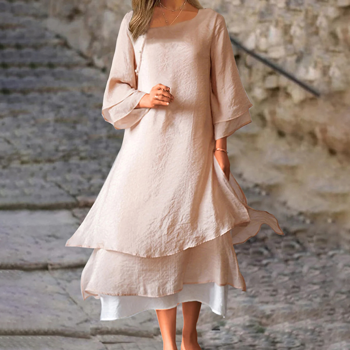 Comfy Slit Round Neck Maxi Dress