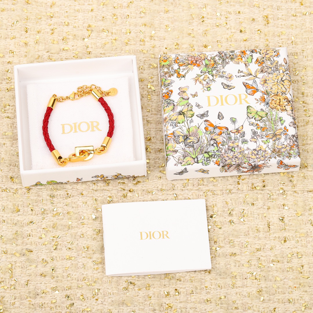 Dior CD braided leather bracelet