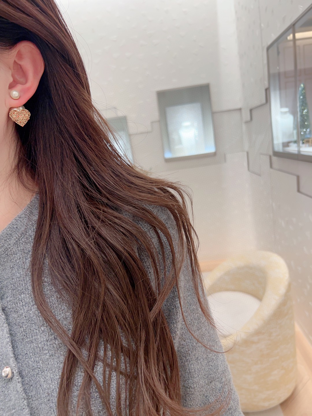 Dior Limited Edition Hollow Heart Pearl Earrings