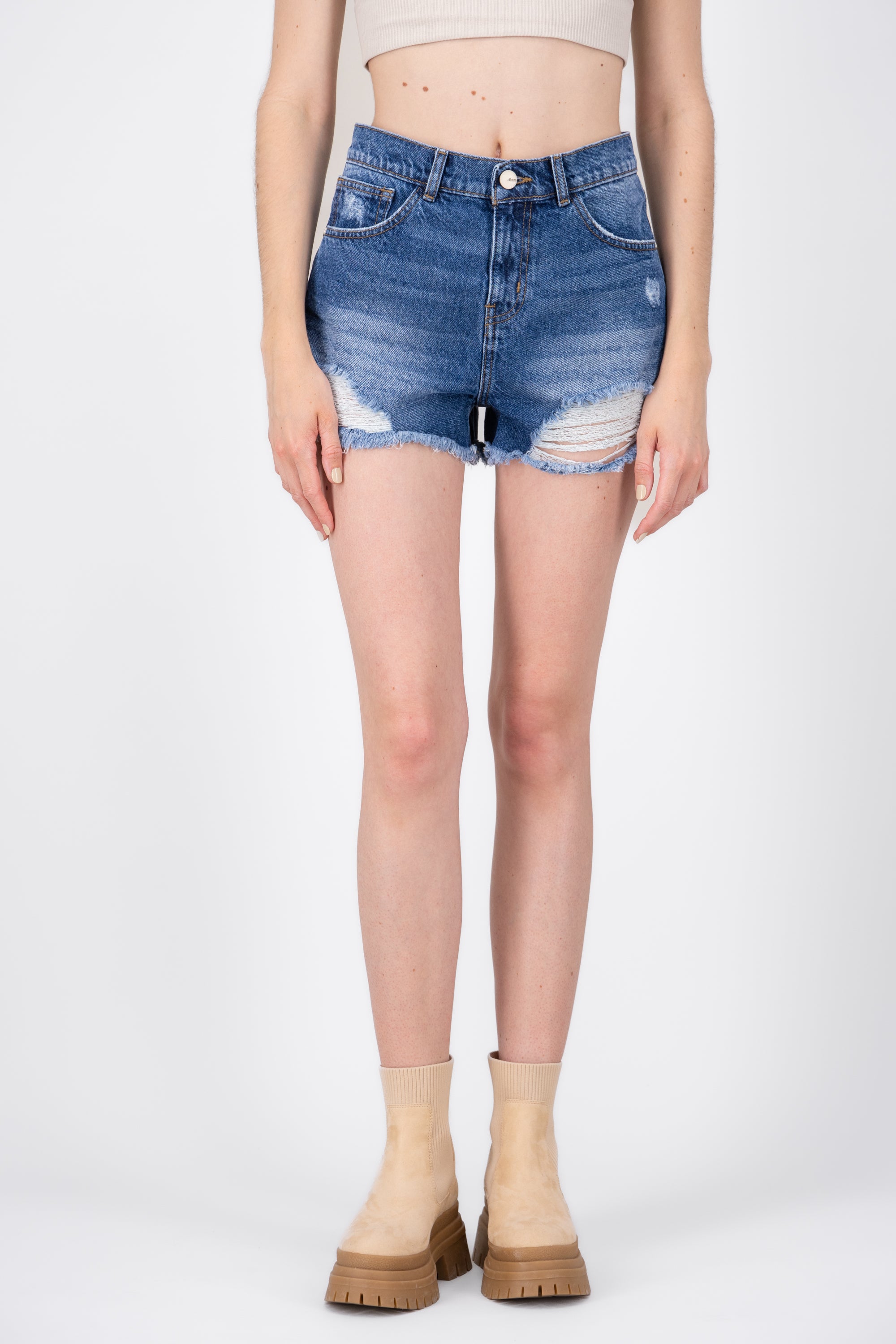 Buttoned High Waist Shorts