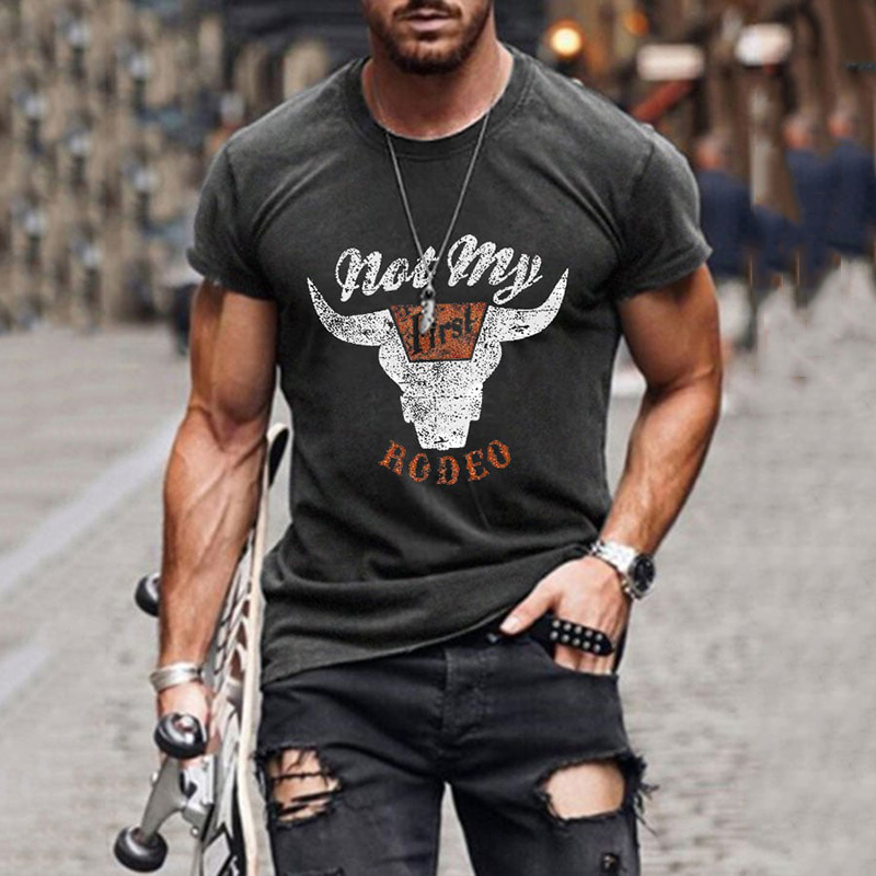 Western Not My Rodeo Print Short Sleeves T-Shirt