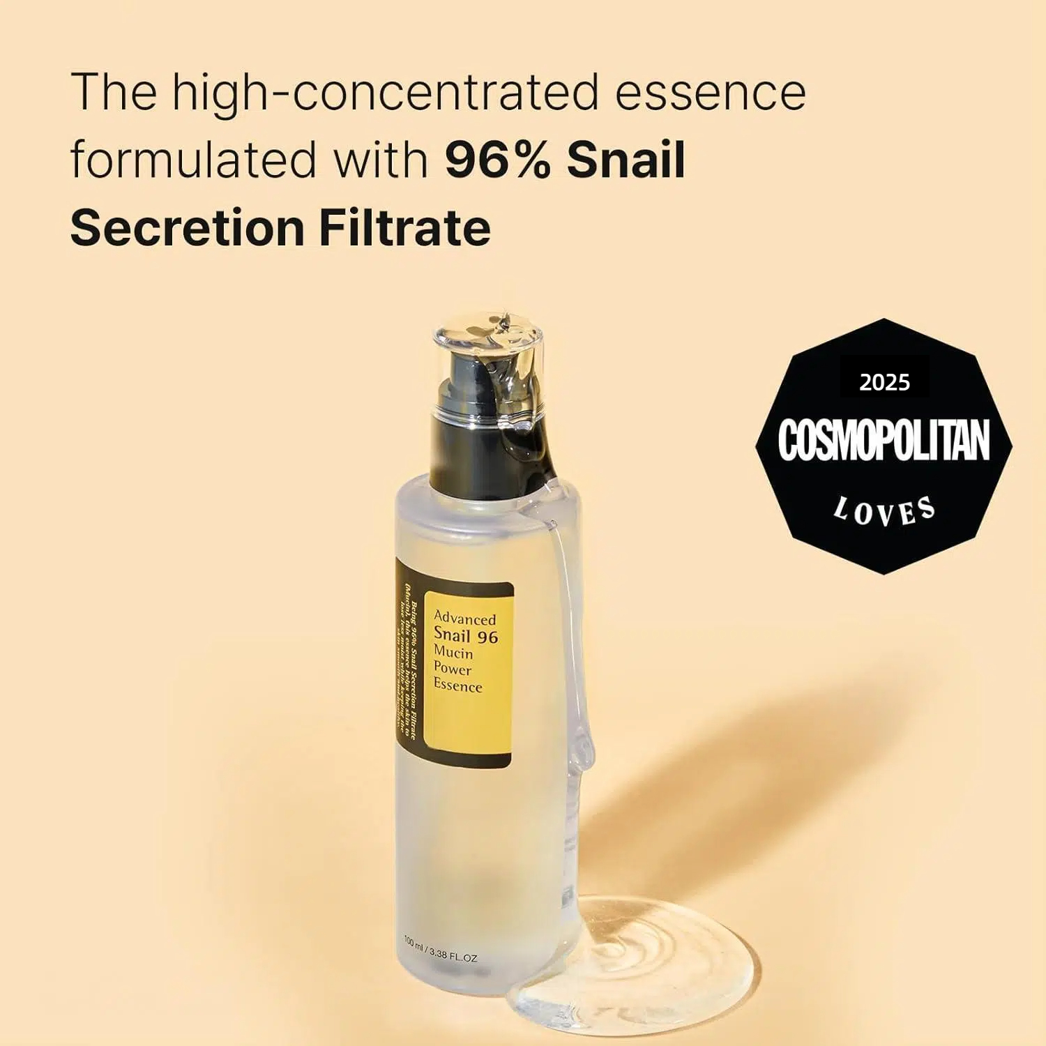 COSRX Snail Mucus 96% Intense Repair Serum 100ml, with snail secretion filtrate, for dull skin and fine lines, Korean skincare