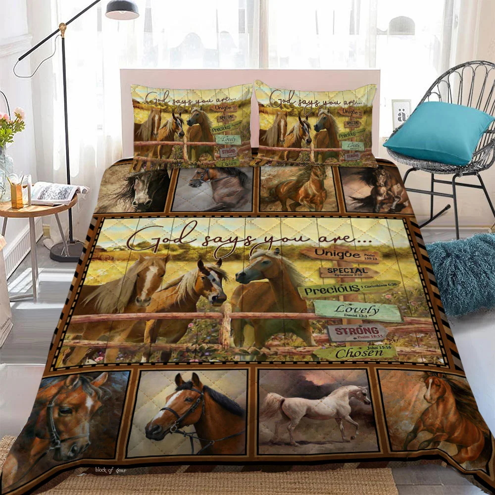 God Says You Are Horse Quilt Bed Set