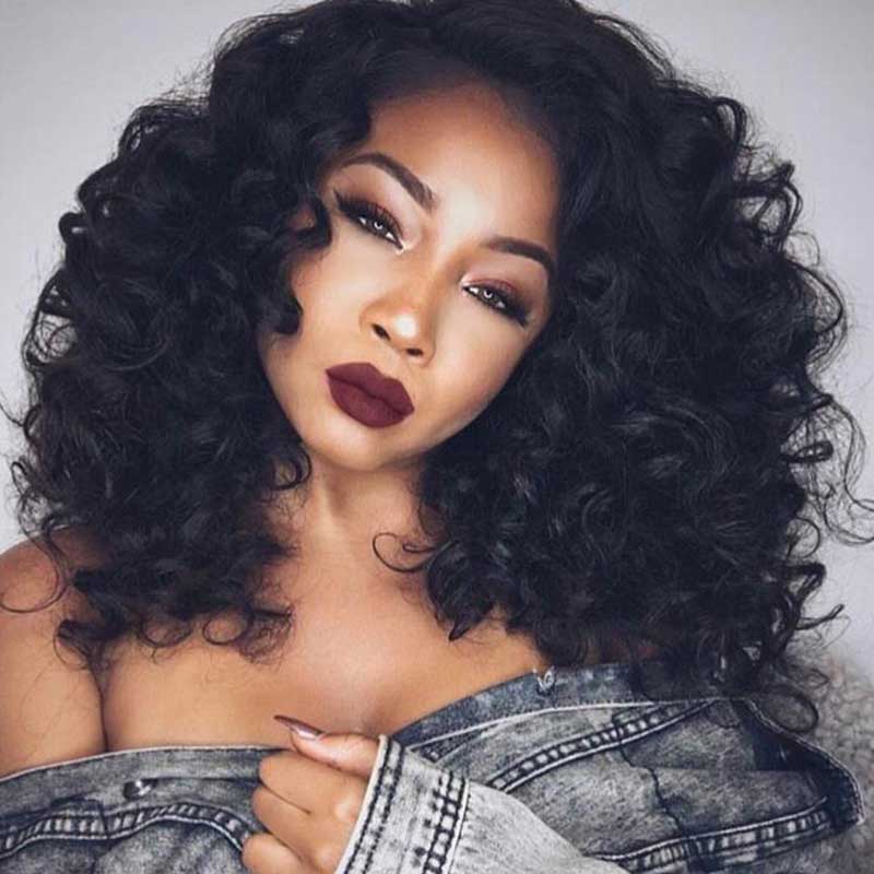 Lace Front Luna Wig S09 Sensationnel Black Curly Shoulder Length for Black Women