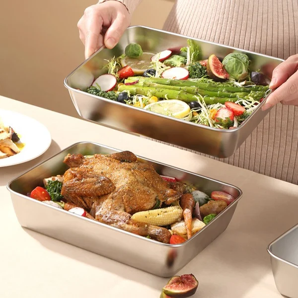 🔥Buy 2 Get 1 Free 🤩🎁 Stainless Steel Square Plate（With Lid）