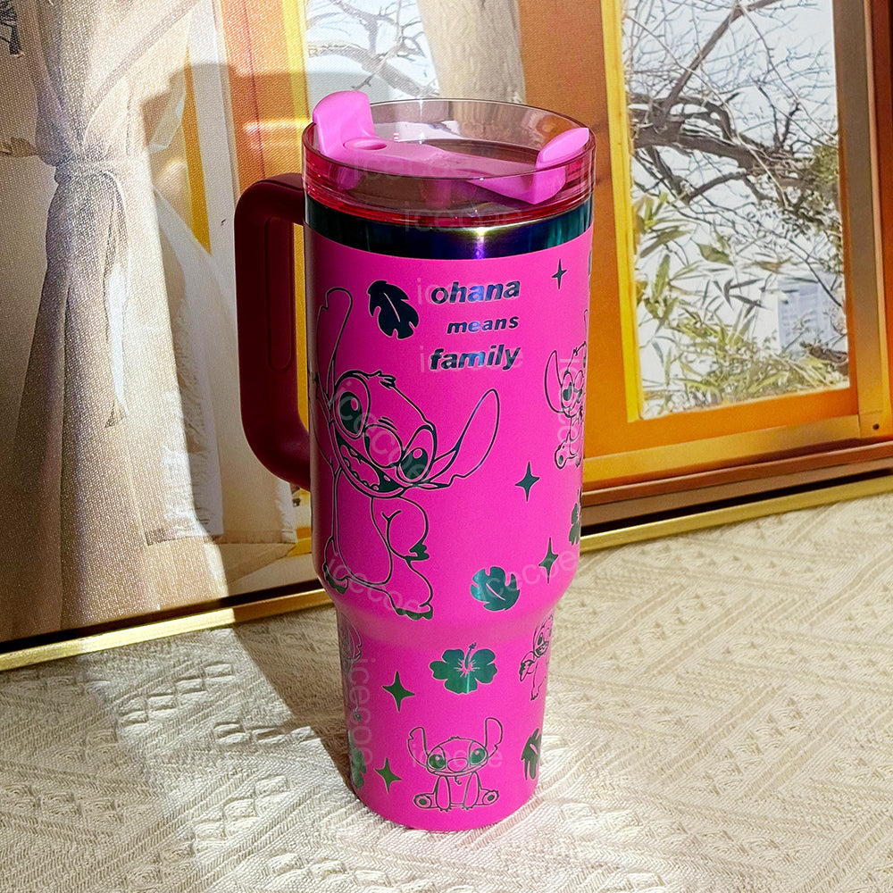 40oz Rose Red Stitch Stainless Steel Vacuum Insulated Tumbler 🚢Free Shipping🚢