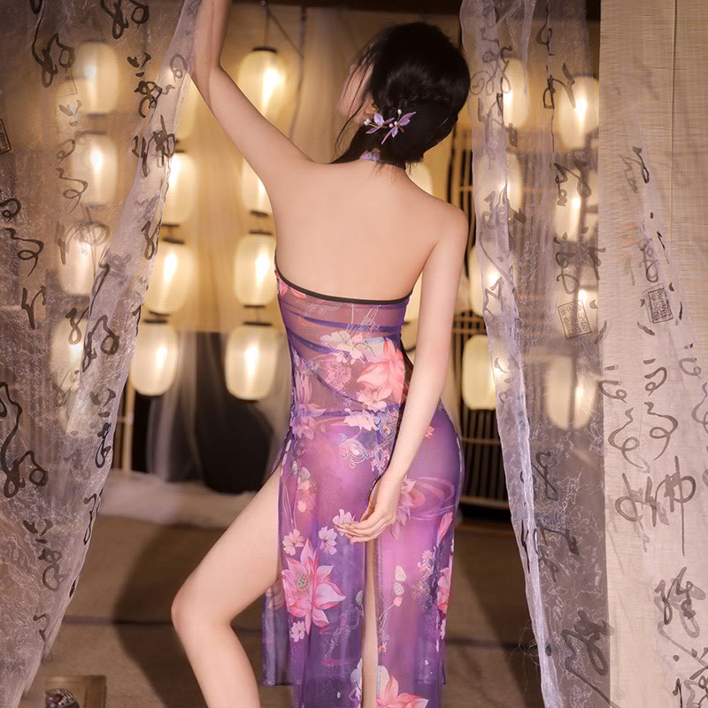 Cheongsam See-through Split Lingerie Dress