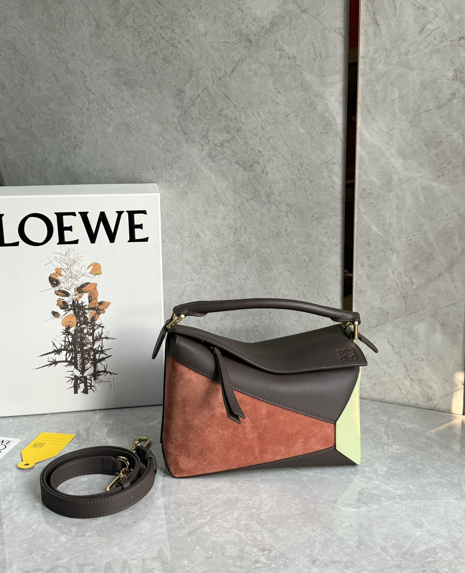 Loewe suede colorblocked zzle bag 0681