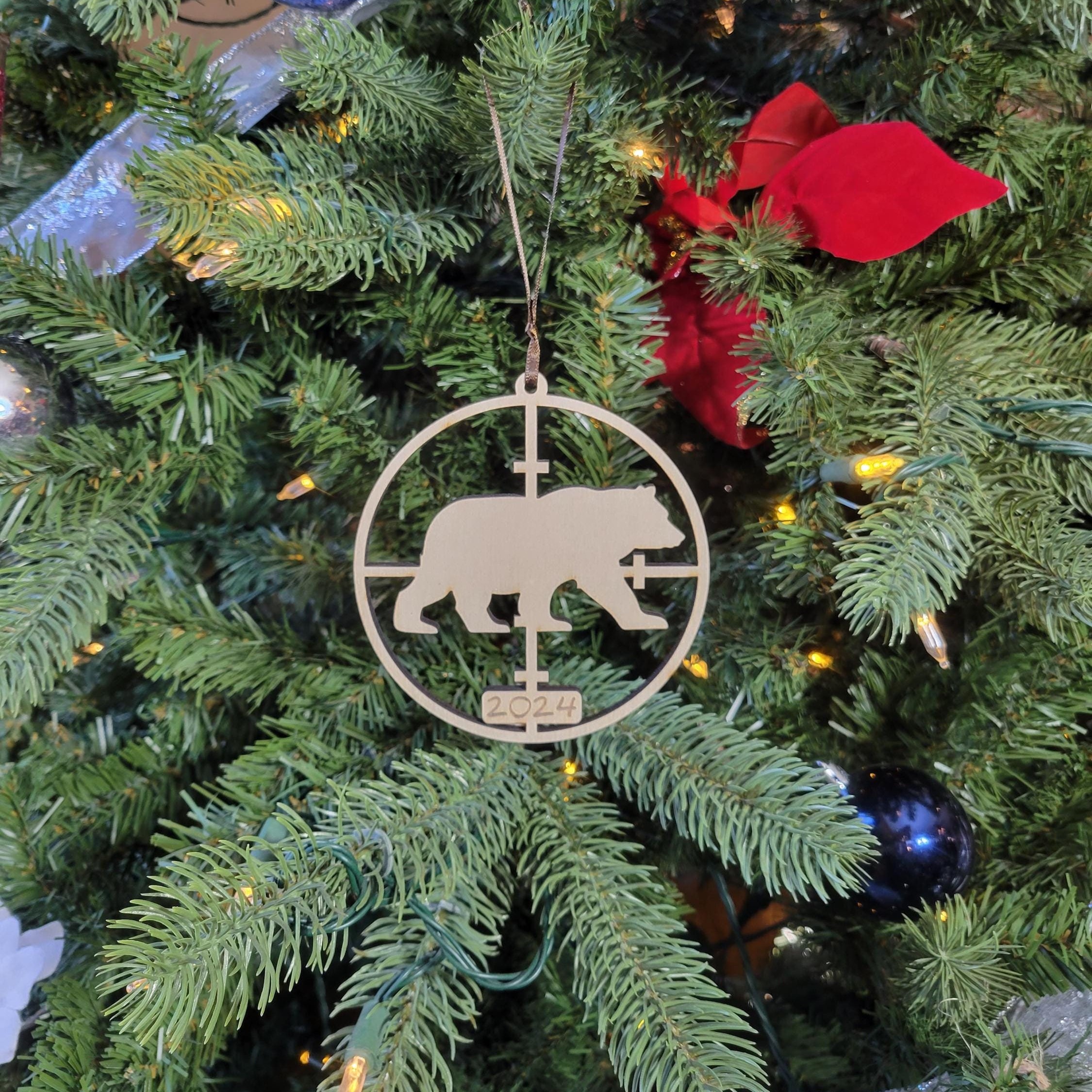 Wooden Hunting Christmas 2024 Tree Ornament