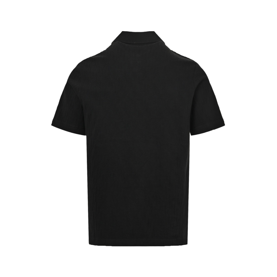 Fendi 24ss three-row snap button dark jacquard Polo short sleeve