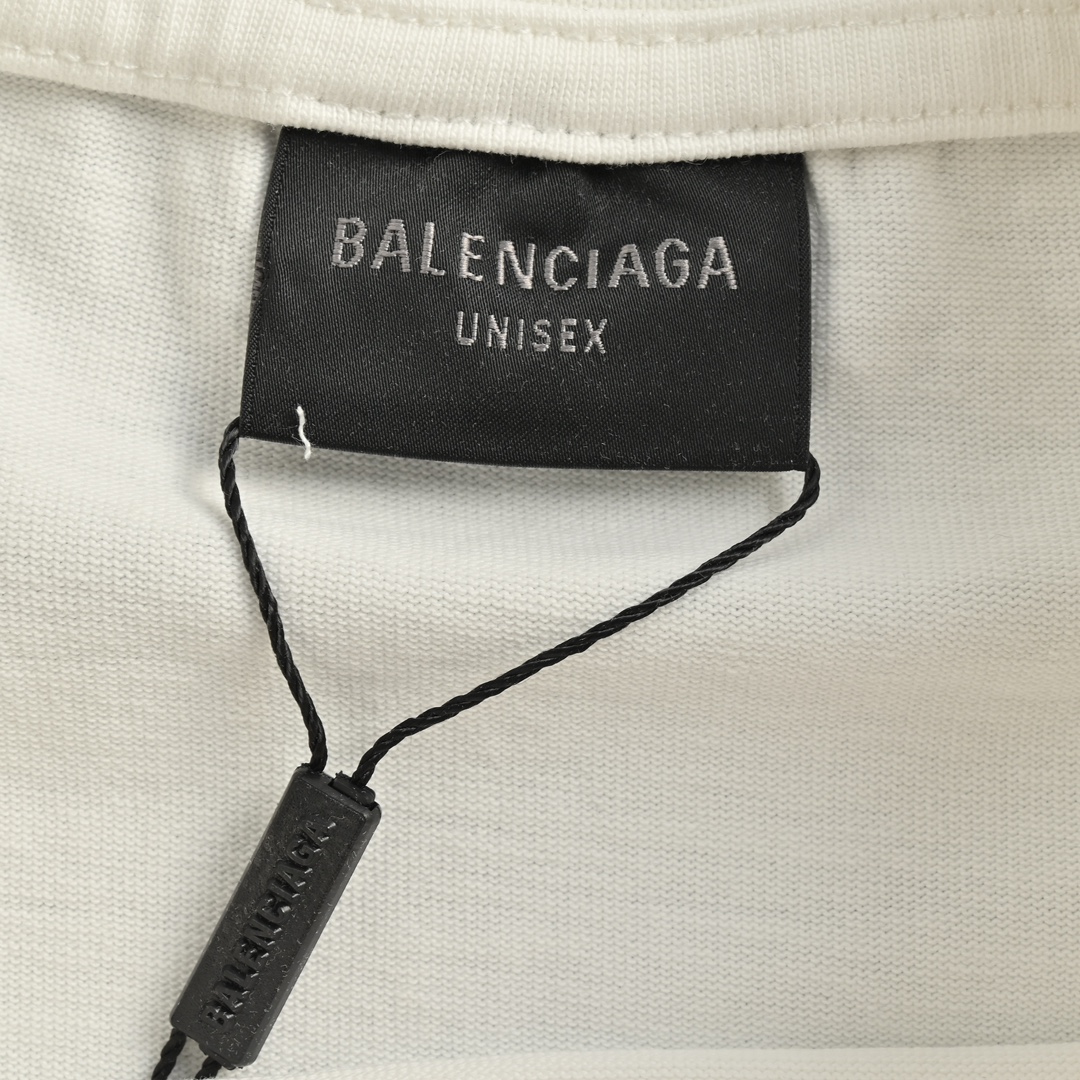 Balenciaga 24ss destroyed hem tassel double B embroidered short sleeves