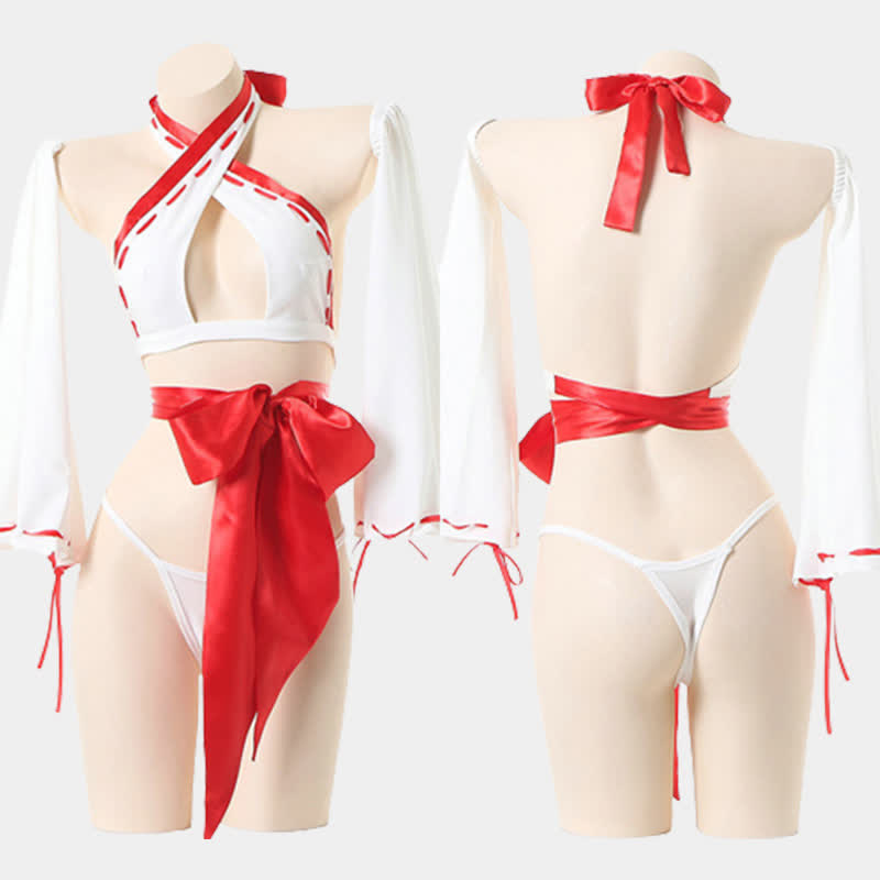 Sexy Bow Knot Hollow Out Hanfu Lingerie Set