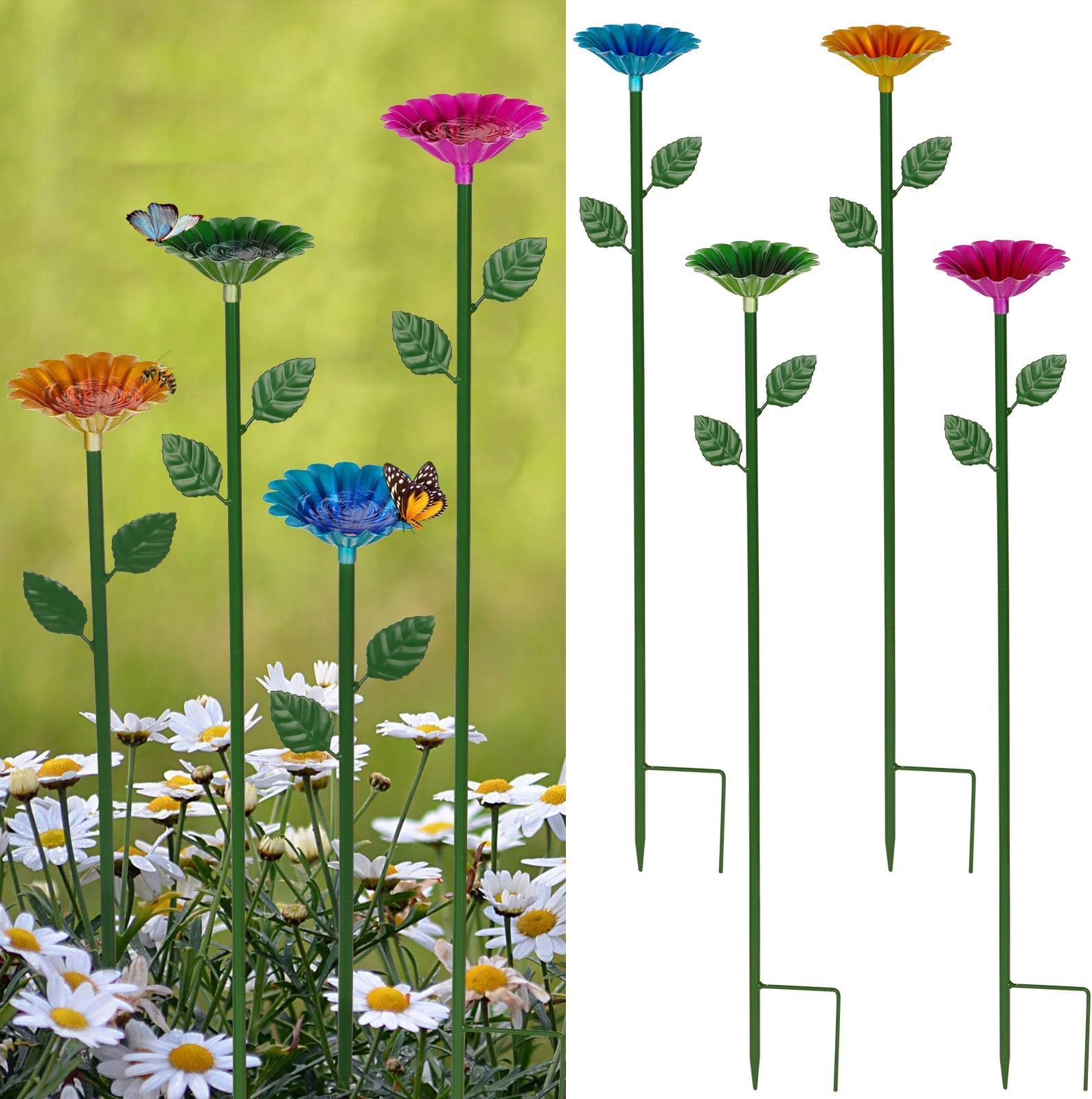 🔥ON SALE 59% OFF🔥Bee Butterfly Hummingbird Watering Station Colorful Flower Design Water Feeder