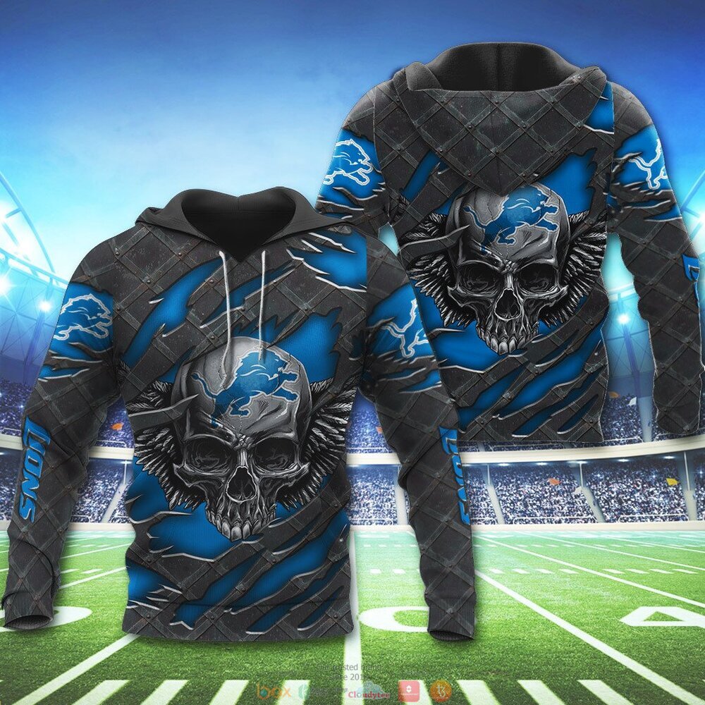DETROIT LIONS WINGS SKULL 3D HOODIE
